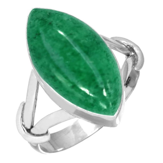 Natural Kiwi Quartz Ring 925 Sterling Silver Handmade Jewelry