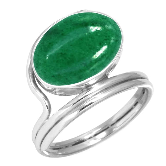 Natural Kiwi Quartz Ring 925 Sterling Silver Handmade Jewelry