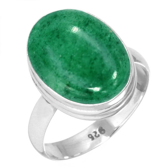 Natural Kiwi Quartz Women Jewelry 925 Sterling Silver Ring