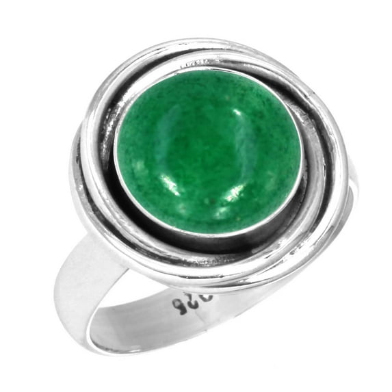 Natural Kiwi Quartz Women Jewelry 925 Sterling Silver Ring