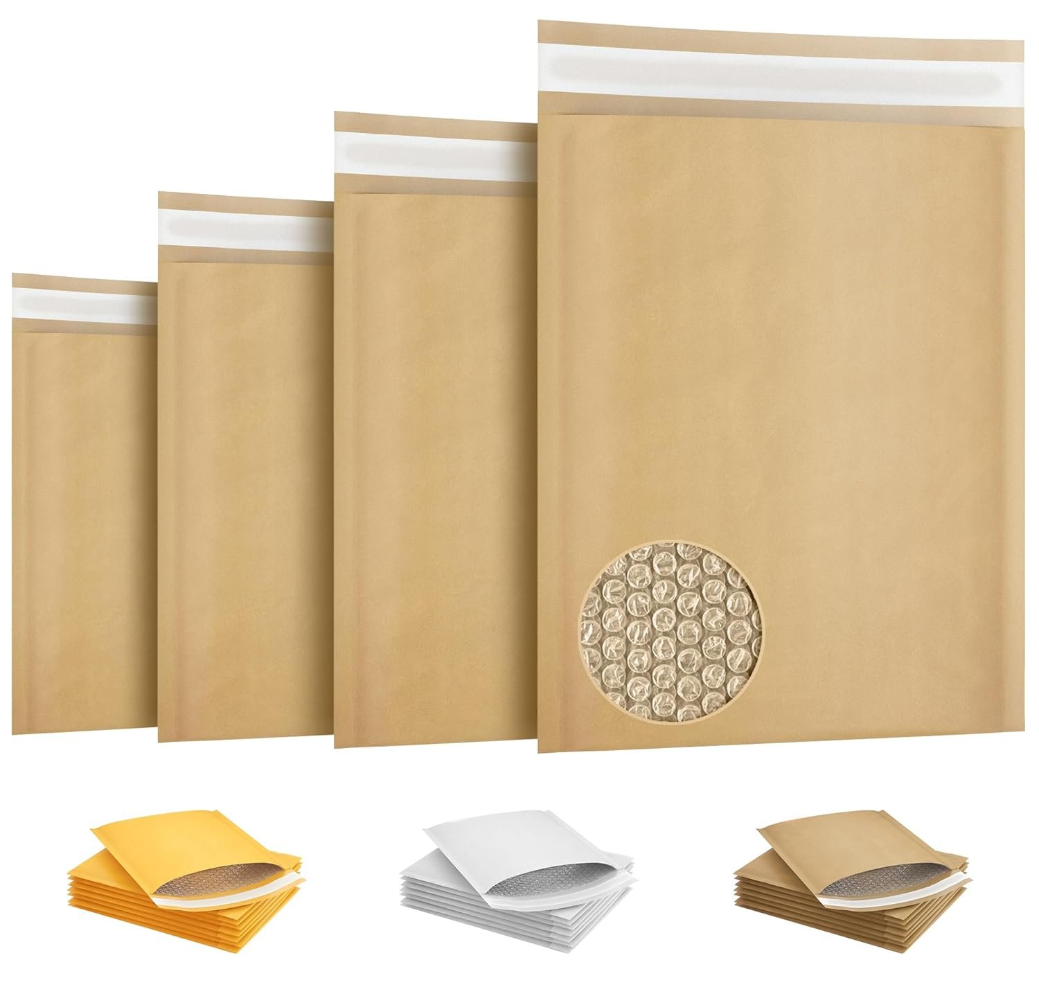 Natural Kraft Bubble Mailer Envelopes, 8.5 x 11 Inches. 200 Pack Mail