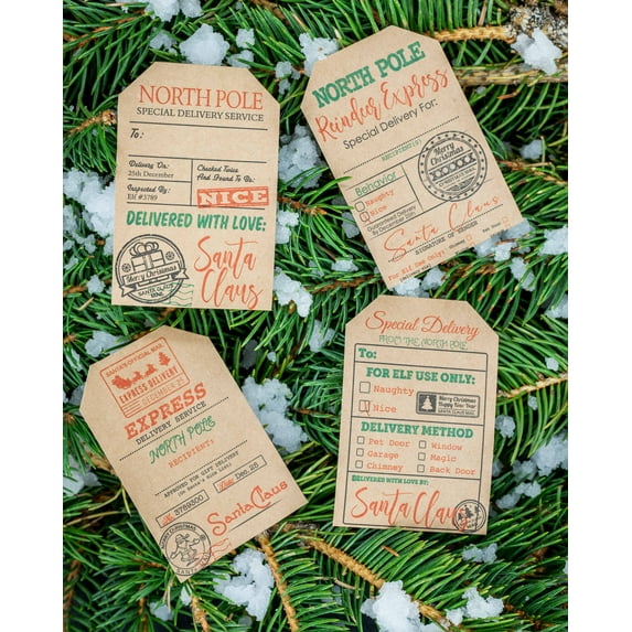 Natural Kraft Christmas Santa's Delivery Gift Tags | 2 x 3" inch - 100 Pack