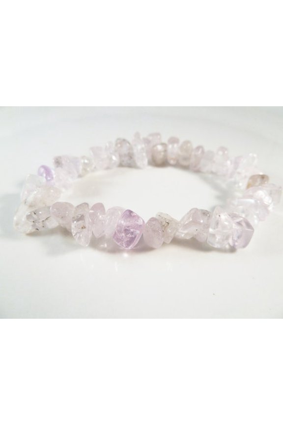 Natural Kunzite 5-8mm Nugget Chips Shape Rough Cut Beads Stretchable Bracelet for Men & Women.
