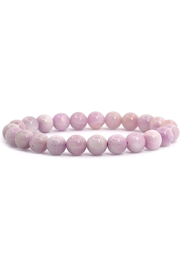 Natural Kunzite Gemstone 8mm Round Beads Stretch Bracelet 7 Inch Unisex