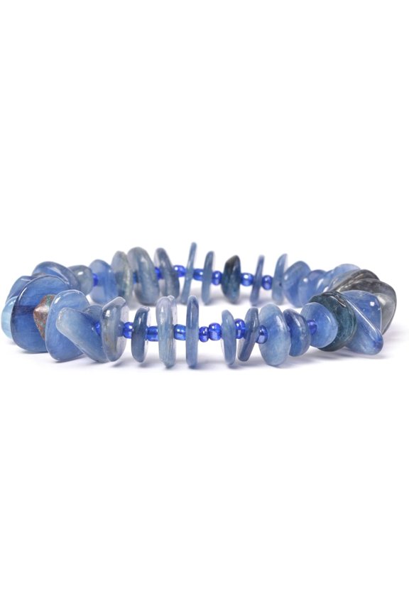 Natural Kyanite 7-10mm Nugget Chips Shape Smooth Cut Beads Stretchable Bracelet for Men & Women.