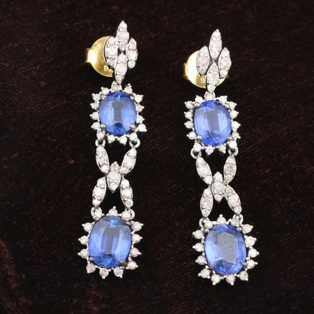 Natural Kyanite Diamond Gemstone 925 Sterling Silver Earrings