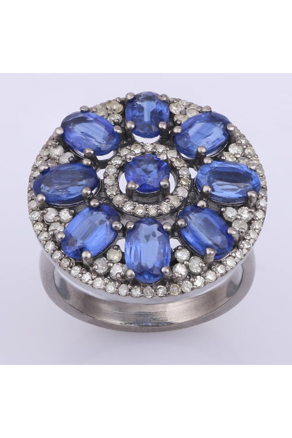 Natural Kyanite Diamond Gemstone 925 Sterling Silver Ring