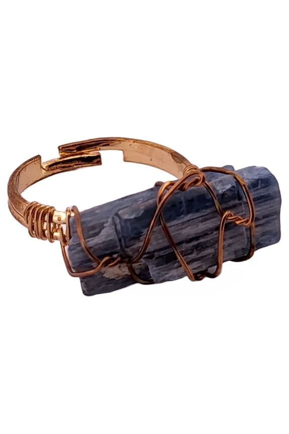 Natural Kyanite Gold Adjustable Ring