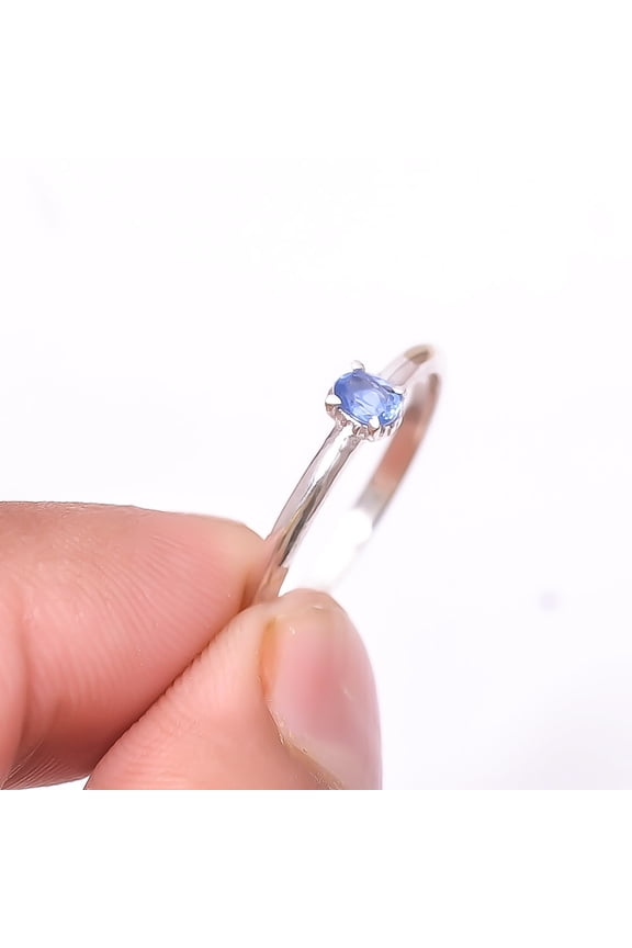 Natural Kyanite - Nepal Solitaire Gemstone Handmade 925 Sterling Silver Ring s.7.5 Sku35, Vivid Blue Ring, Natural Gemstone Ring