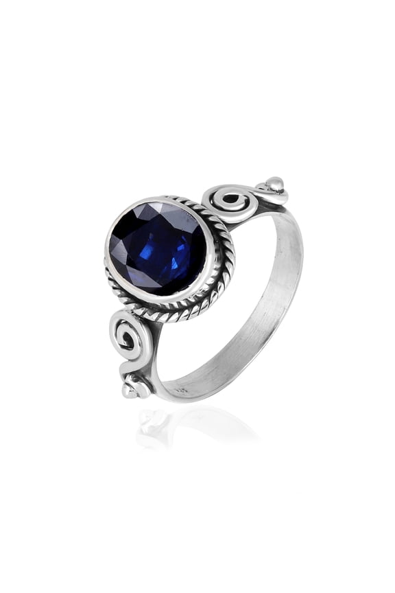 Natural Kyanite Oval Cut Ring in 925 Oxidized Sterling Silver | Handmade Bezel Set | 3.28 Ct Blue Gemstone (9)
