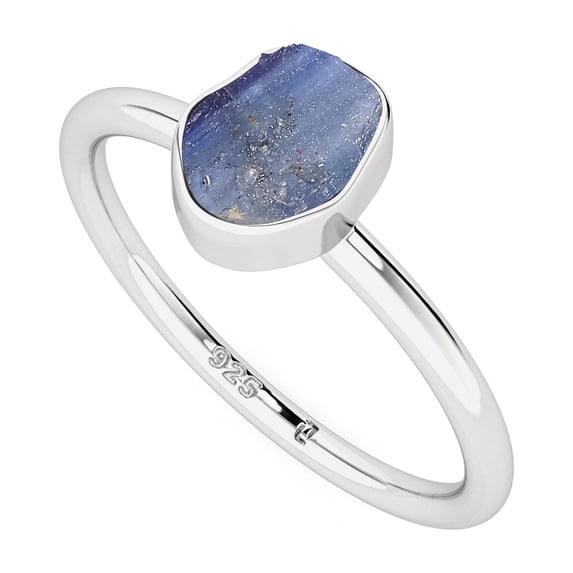 Natural Kyanite Rough Shape Rings in Sterling Silver for Women, Special Birthstone Jewelry for Her Birthday, Wedding Anniversary, Christmas, Mothers Day