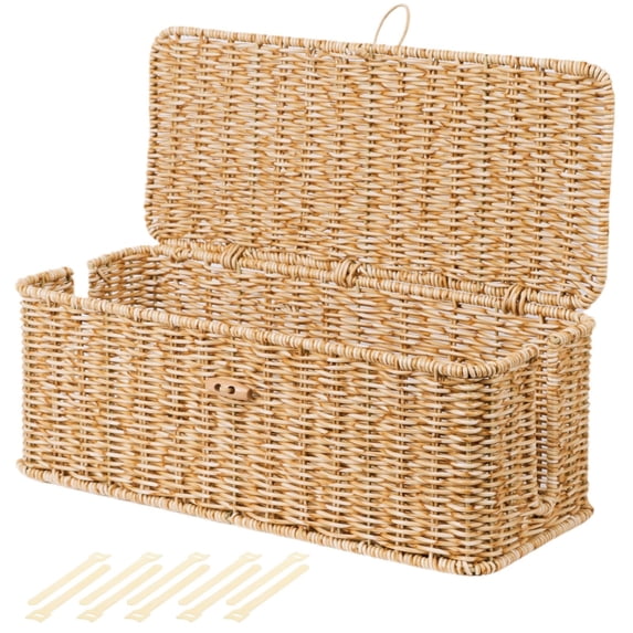 Natural L Rattan Style Cable Management Box