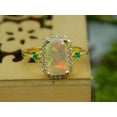 thumbnail image 1 of Natural Lab-Fire Opal And Emerald Gemstone Ring, 925 Sterling Silver ,14K White Gold Plated Fire Opal Engagement Rings, 1 of 5
