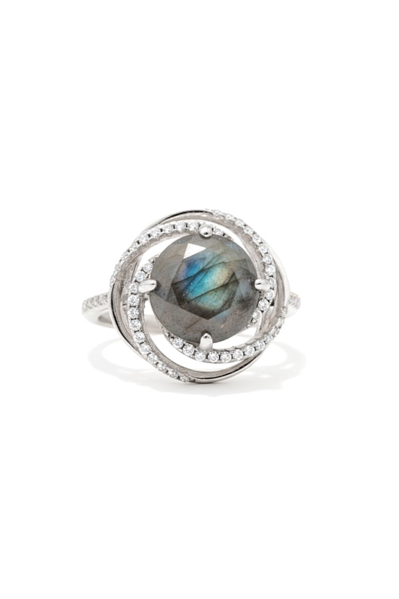 925 Sterling Silver 3.3 Ct Labradorite Orbit Ring Birthday Presents for Women