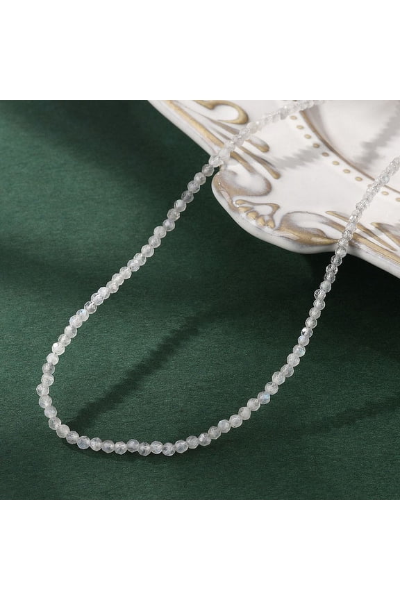 Natural Labradorite Beaded Necklaces with 304 Stainless Steel Lobster Claw Clasps and Brass Extender Chains Faceted 15.8 inch(40.2cm) Gray