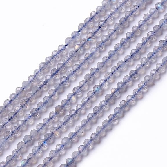 Natural Labradorite Beads Strands Faceted Round 3mm Hole: 0.5mm 134pcs/strand 15.55 inch(39.5cm)