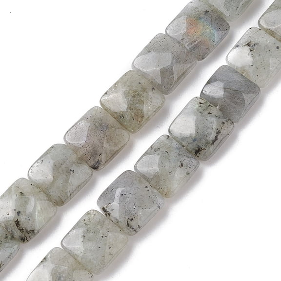 Natural Labradorite Beads Strands Faceted Square 10x10x5mm Hole: 1.2mm about 20pcs/strand 7.95''(20.2cm)