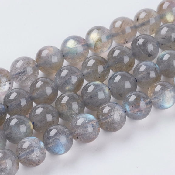 Natural Labradorite Beads Strands Grade AA Round Light Grey 8mm Hole: 1mm about 48pcs/strand 15.75 inch