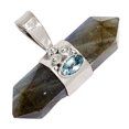 thumbnail image 1 of Natural Labradorite & Blue Topaz 925 Sterling Silver Pendant SX21 ALLP-26367, 1 of 1