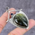 thumbnail image 1 of Natural Labradorite, Blue Topaz Gemstone 925 Sterling Silver Pendant 2.25", 1 of 4