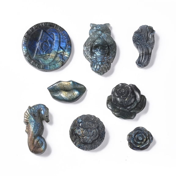 Natural Labradorite Cabochons Grade AB Mixed Shapes 22.5~48x23~48.5x10~15mm Labradorite