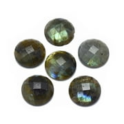 Natural Labradorite Cabochons Half Round Faceted 15.5x5.5mm