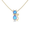 thumbnail image 1 of Natural Labradorite Cat Design Pendant Necklaces for Women in 18K Yellow Gold Vermeil, November Birthstone Jewelry Gift Her Birthday, Anniversary, Party, Mothers Day, Valentines, 1 of 7
