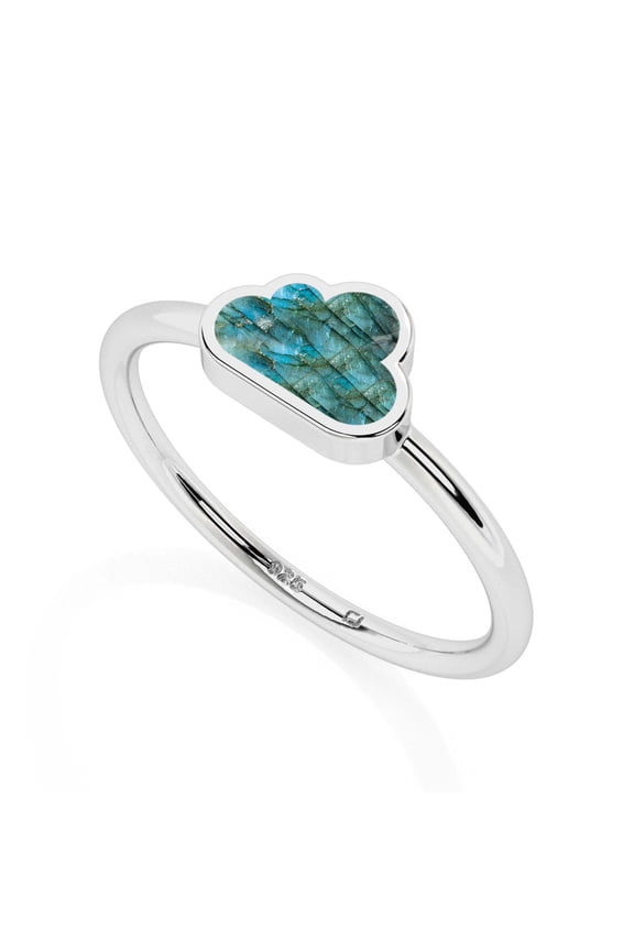 Natural Labradorite Cloud Shape Rings in Sterling Silver for Women, November Birthstone Jewelry for Her Birthday, Wedding Anniversary, Christmas, Mothers Day