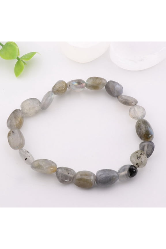 Natural Labradorite Freeform Bracelet - Metal Free, 6-8mm - Spectrolite Gemstone | Stone Beads Bracelet | Focus on Heart Chakra | Stunning Gem Patterns Tones | Elevate your style and embrace