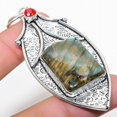 thumbnail image 1 of Natural Labradorite, Garnet Gemstone 925 Sterling Silver Pendant 3.03", 1 of 1
