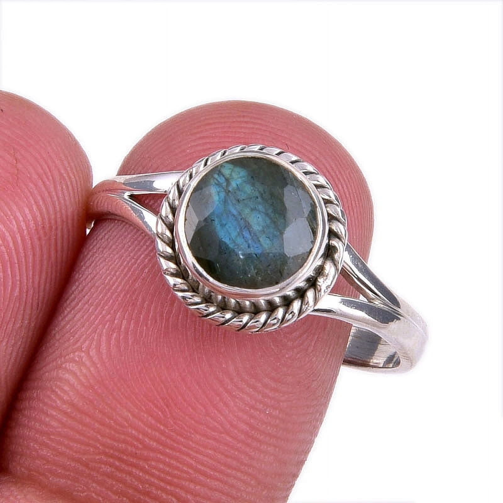 DIVINESILVERUSAINC Natural Labradorite Gemstone 925 Solid Sterling Silver Jewelry Ring S.9.5