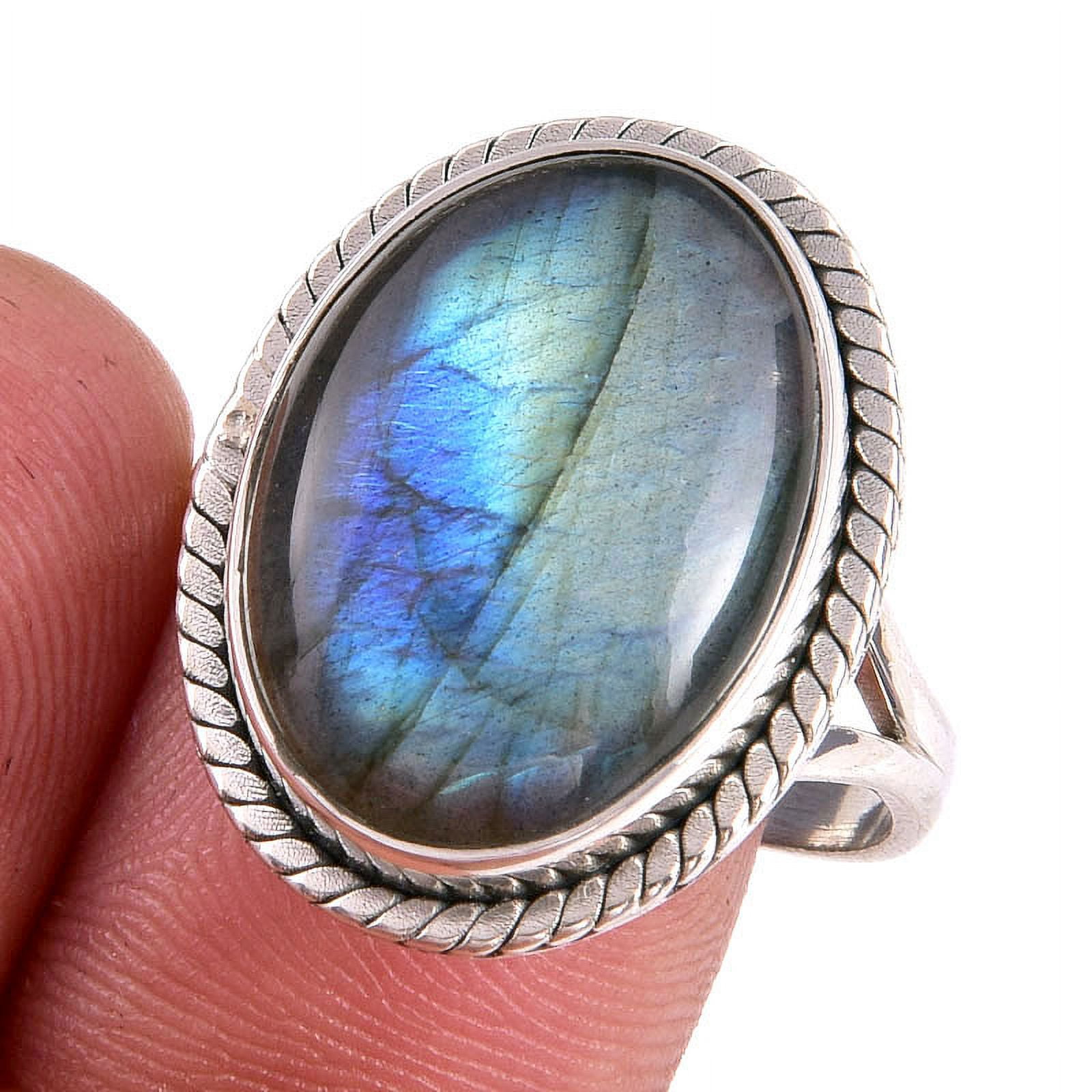 DIVINESILVERUSAINC Natural Labradorite Gemstone 925 Solid Sterling Silver Jewelry Ring S.9.5