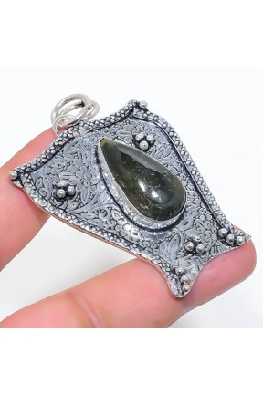 Natural Labradorite Gemstone 925 Sterling Silver Jewelry Pendant 2.44"