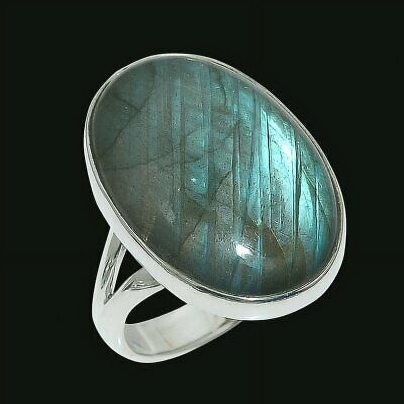 DIVINESILVERUSAINC Natural Labradorite Gemstone Handmade 925 Solid Sterling Silver Ring Size 9