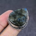 thumbnail image 1 of Natural Labradorite Gemstone Handmade 925 Sterling Silver Ring Size 7.5, 1 of 2