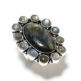 thumbnail image 1 of Natural Labradorite Gemstone Handmade 925 Sterling Silver Ring Size 8.5, 1 of 2