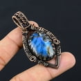 thumbnail image 1 of Natural Labradorite Gemstone Handmade Copper Wire Wrap Pendant 2.68", 1 of 4