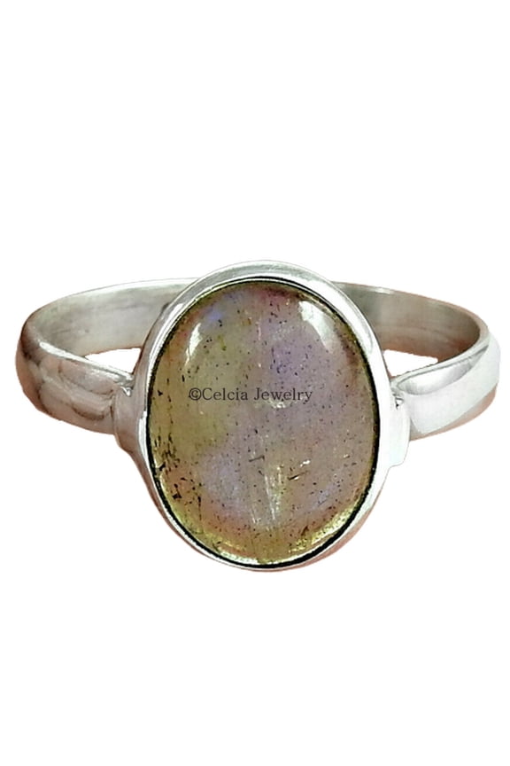 Natural Labradorite Gemstone Ring, Proposal Ring, Designer women's Huge Gemstone Ring, Statement Ring, Cocktail Ring, Dainty Ring, Wedding Gift Ring, Oval Shape Labradorite Ring (labradorite, 7)
