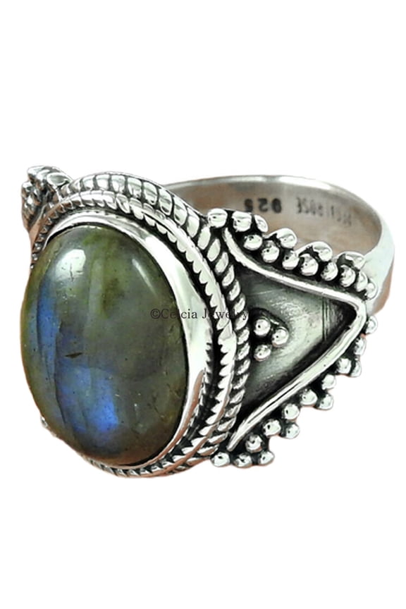 Natural Labradorite Gemstone Ring, Solid 925k Sterling Silver Ring, Organic Ring, Boho Ring, Solitaire Ring, Proposal Ring, Metaphysical Ring, Beautiful Ring, Gifts For Women (labradorite, 7)