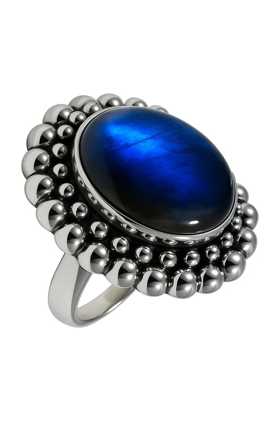 Natural Labradorite Gemstone Unique Tribal Gypsy Modern Ring for Women Men Tibetan Ethnic Fashion Designer Handmade Jewelry 925 Sterling Silver Ring/Ring Size 8.5
