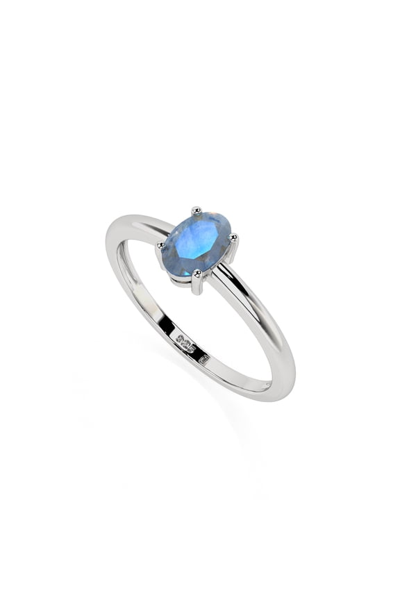 Natural Labradorite Oval Shape Rings in Sterling Silver for Women, November Birthstone Jewelry for Her Birthday, Wedding Anniversary, Christmas, Mothers Day