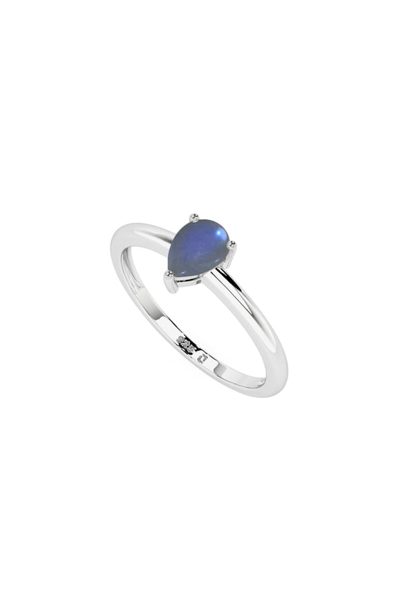 Natural Labradorite Pear Shape Rings in Sterling Silver for Women, November Birthstone Jewelry for Her Birthday, Wedding Anniversary, Christmas, Mothers Day