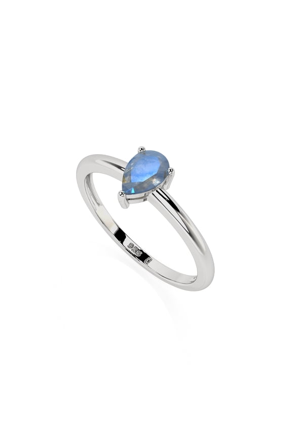 Natural Labradorite Pear Shape Rings in Sterling Silver for Women, November Birthstone Jewelry for Her Birthday, Wedding Anniversary, Christmas, Mothers Day