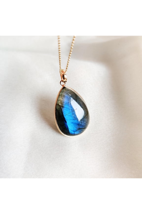 Natural Labradorite Pendant, 14K Solid Yellow Gold Labradorite Pendant, Bezel Pendant, August Birthstone, Labradorite Jewelry, Birthday Gift