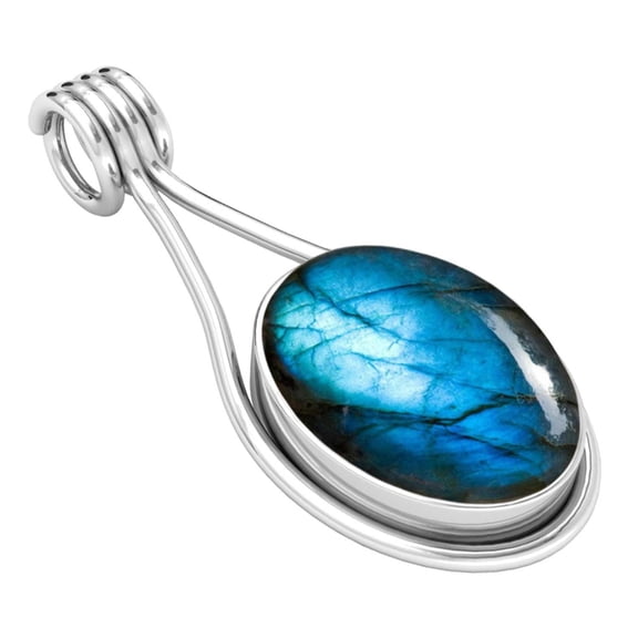 Natural Labradorite Pendant 925 Sterling Silver Handmade Jewelry
