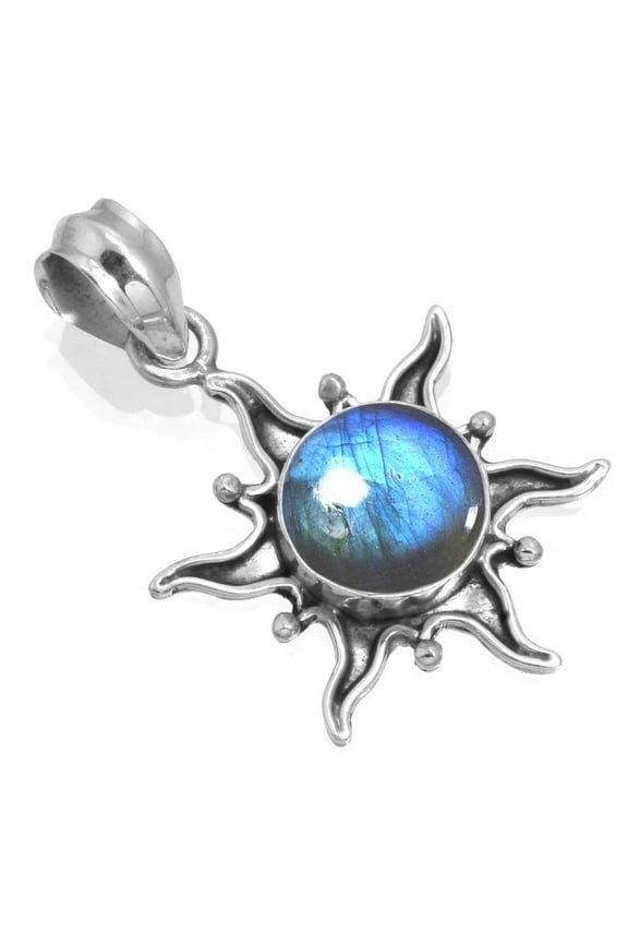 Natural Labradorite Pendant 925 Sterling Silver Handmade Jewelry