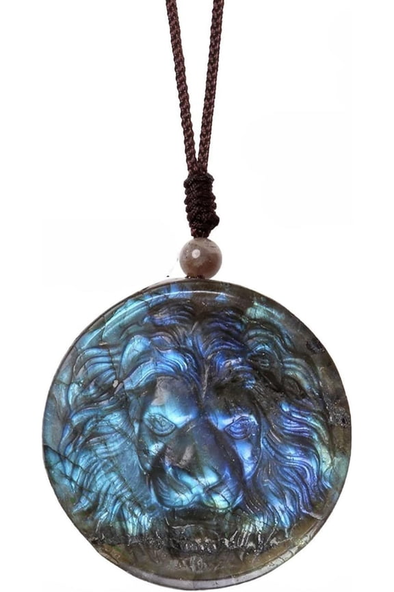 Natural Labradorite Pendant Necklace For Unisex Handcrafted Crystal Stone Amulet Necklace With Adjustable Cord[Z953]