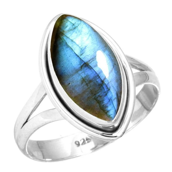 Natural Labradorite Ring 925 Sterling Silver Handmade Jewelry