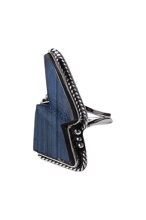 Natural Labradorite Ring, 925 Sterling Silver Ring, Handmade Ring, Lightning Bolt Gemstone Ring, Ring For Women, Labradorite Lightning Bolt Rings, Stackable Ring, Promise Gift