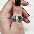thumbnail image 1 of Natural Labradorite Ring, Rough Labra Gemstone Ring, Adjustable 2 Stone Ring, 925 Sterling Silver, Womens Ring, Christmas, Thanksgiving, Handmade, Statement Jewelry, Rough Gemstone Jewelry, 1 of 4